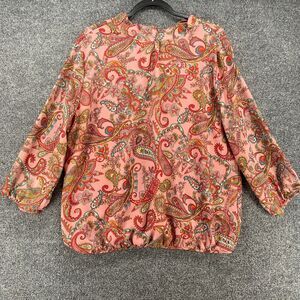 Sweet Pea Top Womens XL Blush Paisley Boho Fairy Cottagecore Prairie Feminine